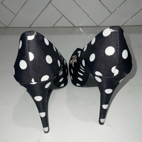 Polka Dot Black and White Women's Heels - Picture 3 of 9